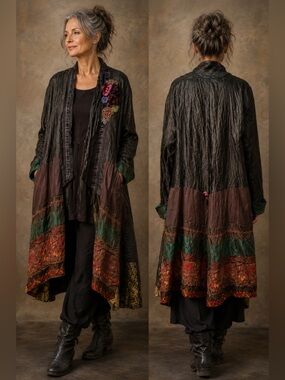 Lee Andersen Artistic Patchwork Duster Coat – Size L